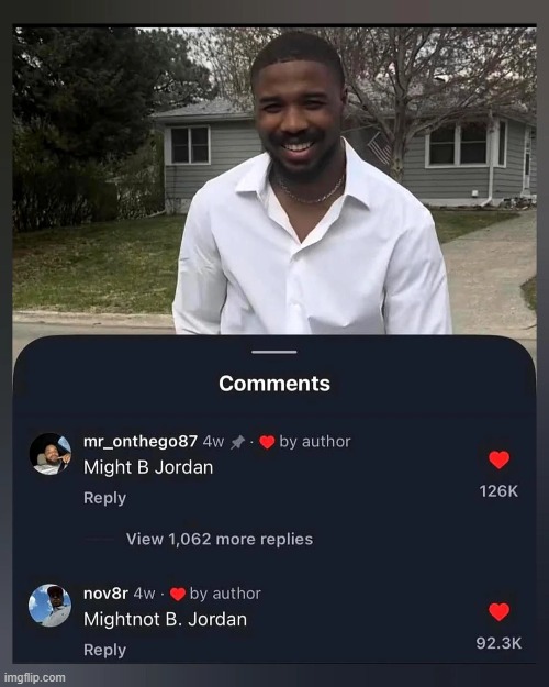 image tagged in michael b jordan,might,might not | made w/ Imgflip meme maker