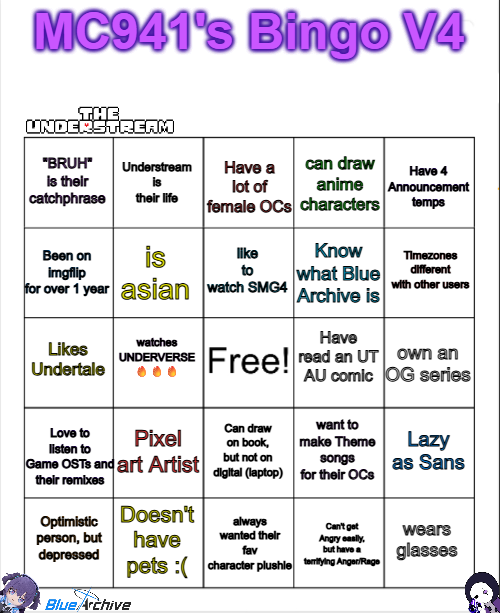 MC941's Bingo V4 Blank Meme Template