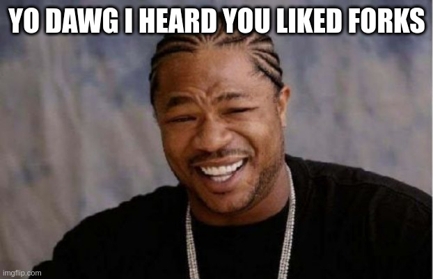 Yo Dawg Heard You Meme | YO DAWG I HEARD YOU LIKED FORKS | image tagged in memes,yo dawg heard you | made w/ Imgflip meme maker