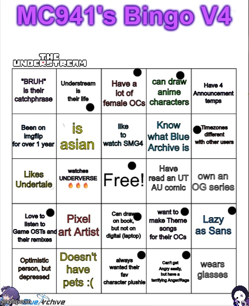 Wonder where are the other 3 mc bingos | image tagged in mc941's bingo v4 | made w/ Imgflip meme maker