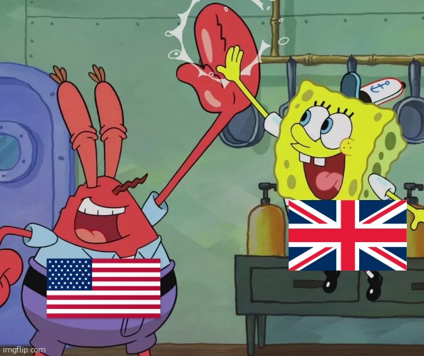 Krusty Krab Spongebob high five | image tagged in krusty krab spongebob high five | made w/ Imgflip meme maker