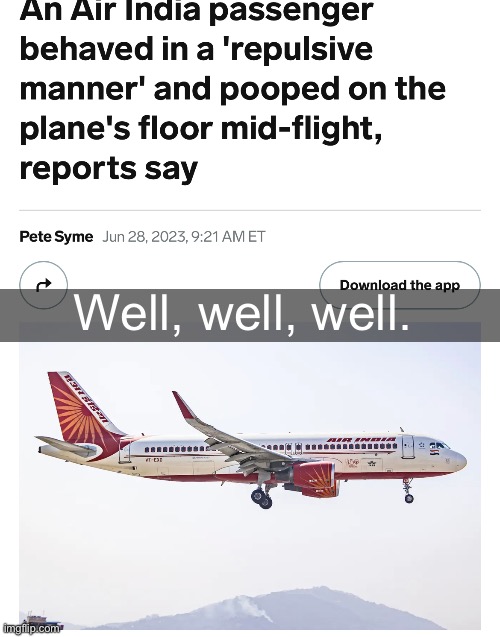 Air India incident | Well, well, well. | image tagged in air india incident | made w/ Imgflip meme maker
