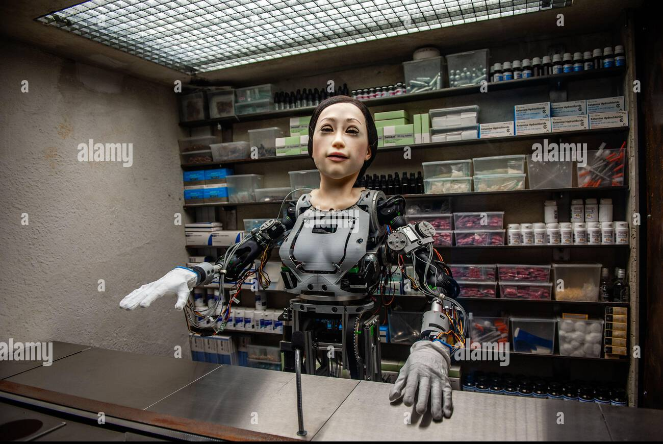 Robot store clerk Blank Meme Template