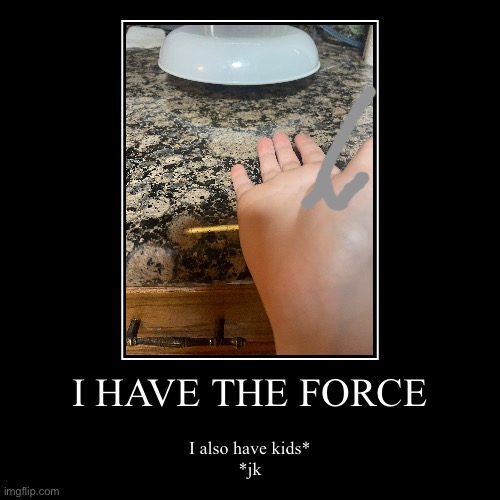 May the irl force be with you | I HAVE THE FORCE | I also have kids*
*jk | image tagged in funny,demotivationals | made w/ Imgflip demotivational maker