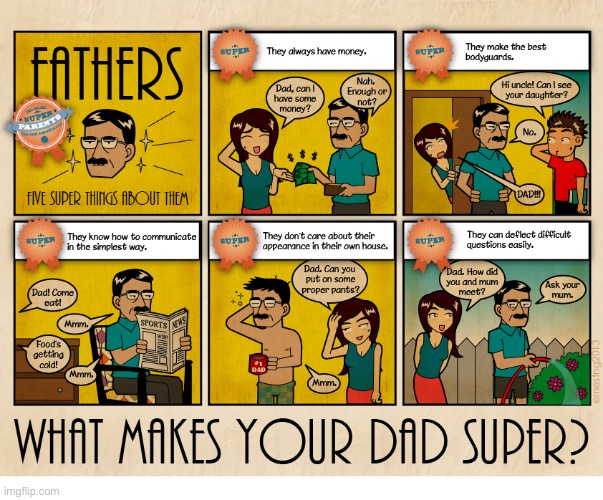 image tagged in comics,fathers day,five things | made w/ Imgflip meme maker