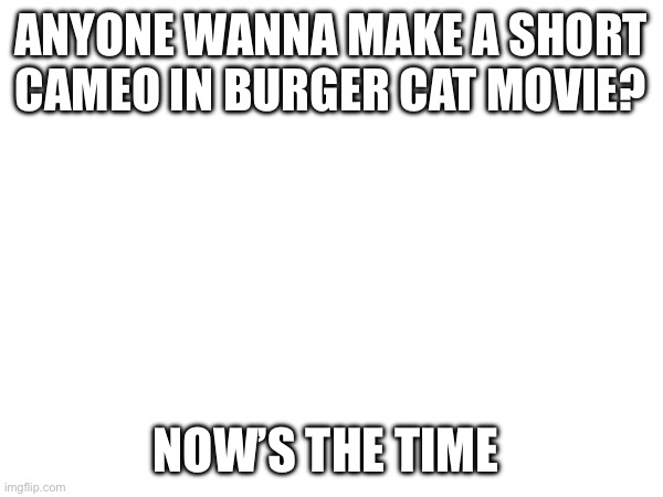 ANYONE WANNA MAKE A SHORT CAMEO IN BURGER CAT MOVIE? NOW’S THE TIME | made w/ Imgflip meme maker