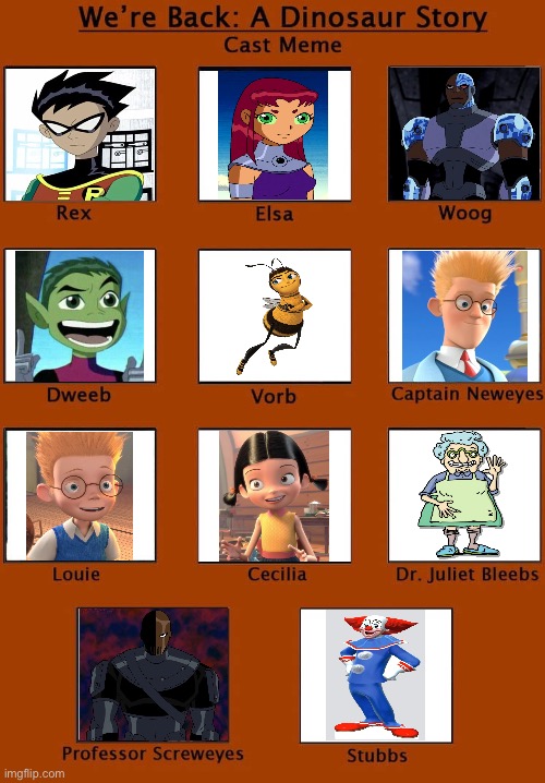 We’re Back: A Teen Titan’s Story | image tagged in we're back a dinosaur story cast meme | made w/ Imgflip meme maker