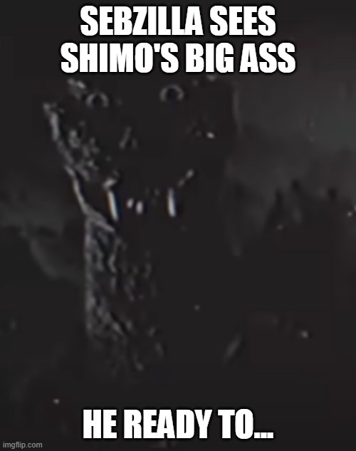 godzilla staring | SEBZILLA SEES SHIMO'S BIG ASS; HE READY TO... | image tagged in godzilla staring | made w/ Imgflip meme maker