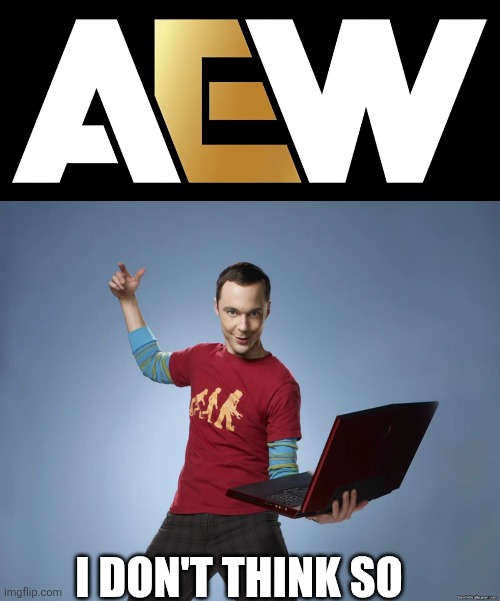 I DON'T THINK SO | image tagged in sheldon cooper laptop,aew | made w/ Imgflip meme maker