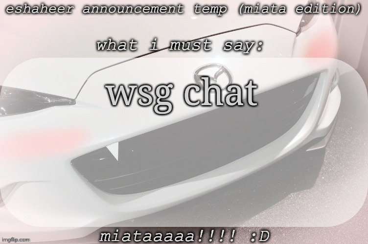 eshaheer announcement temp (miataaa :D) | wsg chat | image tagged in eshaheer announcement temp miataaa d | made w/ Imgflip meme maker
