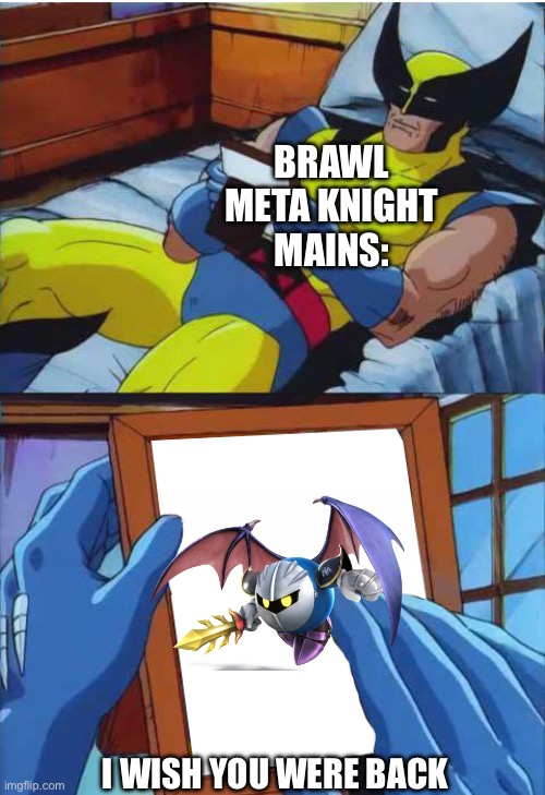 Wolverine Remember | BRAWL META KNIGHT MAINS:; I WISH YOU WERE BACK | image tagged in wolverine remember | made w/ Imgflip meme maker