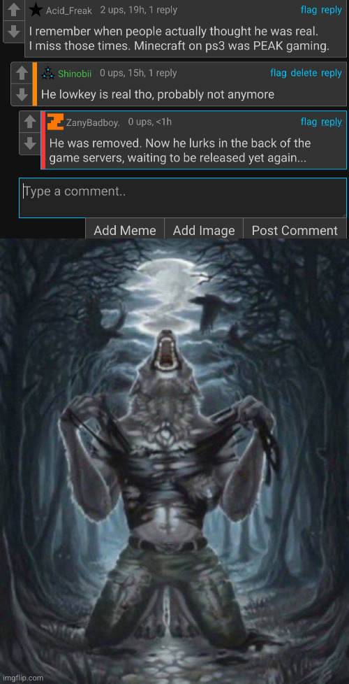 chat is this spooky ?? | image tagged in alpha wolf,spooky,minecraft,herobrine | made w/ Imgflip meme maker