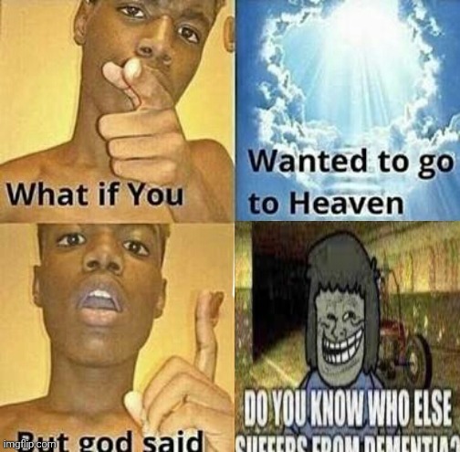 What if you wanted to go to Heaven | image tagged in what if you wanted to go to heaven | made w/ Imgflip meme maker