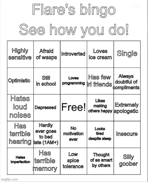 High Quality Flare's bingo Blank Meme Template