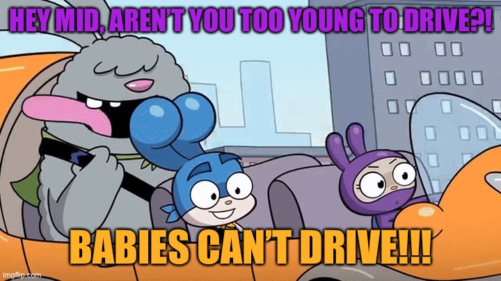 Baby bunnies can’t drive!!! | HEY MID, AREN’T YOU TOO YOUNG TO DRIVE?! BABIES CAN’T DRIVE!!! | image tagged in animals,bunny,cute,funny memes | made w/ Imgflip meme maker