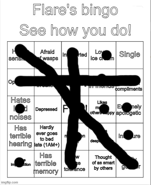 actually i just discovered that me and flare have a lot more in common than i tought | image tagged in flare's bingo | made w/ Imgflip meme maker