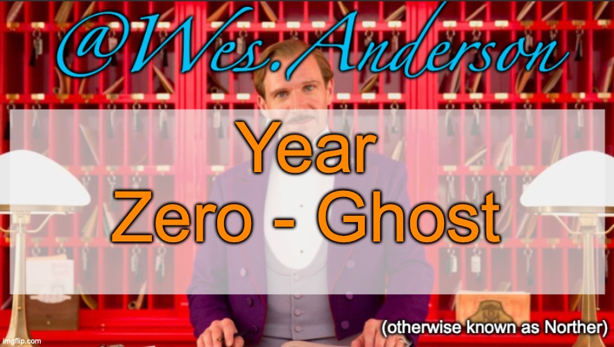 It's a satanist song, but damn it goes hard | Year Zero - Ghost | image tagged in wes anderson temp | made w/ Imgflip meme maker