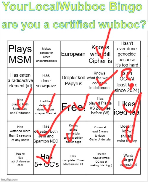 Sans of topic decided to clone himself so he can make a time paradox remix. | image tagged in yourlocalwubboc bingo v1 | made w/ Imgflip meme maker