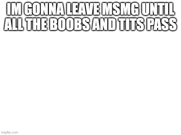 IM GONNA LEAVE MSMG UNTIL ALL THE BOOBS AND TITS PASS | made w/ Imgflip meme maker