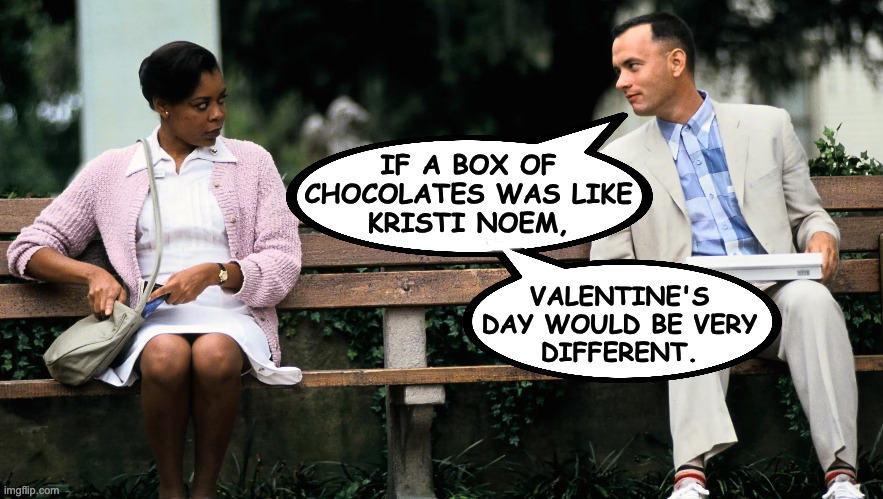 IF A BOX OF
CHOCOLATES WAS LIKE
KRISTI NOEM, VALENTINE'S
DAY WOULD BE VERY
DIFFERENT. | made w/ Imgflip meme maker