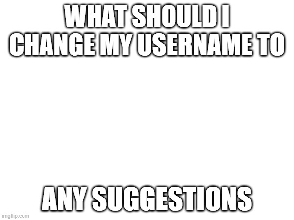 WHAT SHOULD I CHANGE MY USERNAME TO; ANY SUGGESTIONS | made w/ Imgflip meme maker