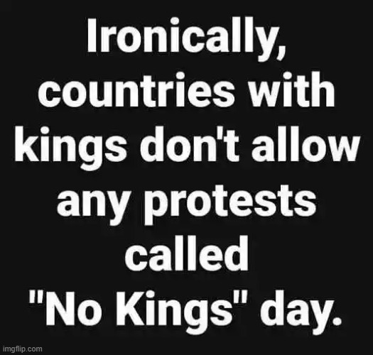 Isn't it ironic? | image tagged in kings,no kings,liberals,irony,irony meter | made w/ Imgflip meme maker