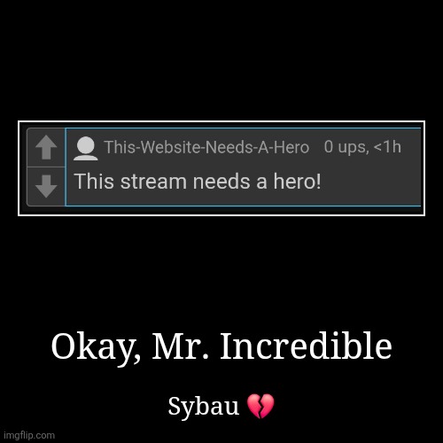 Okay, Mr. Incredible | Sybau ? | image tagged in funny,demotivationals | made w/ Imgflip demotivational maker