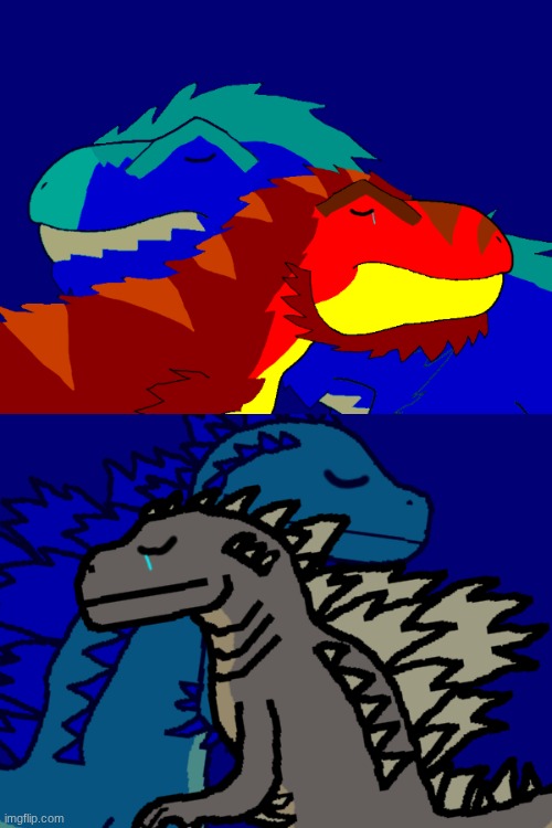Father's Day, with Tyrex and Godzilla (PaleoGoji).mp3 | image tagged in tyrex,godzilla,isla phanero | made w/ Imgflip meme maker