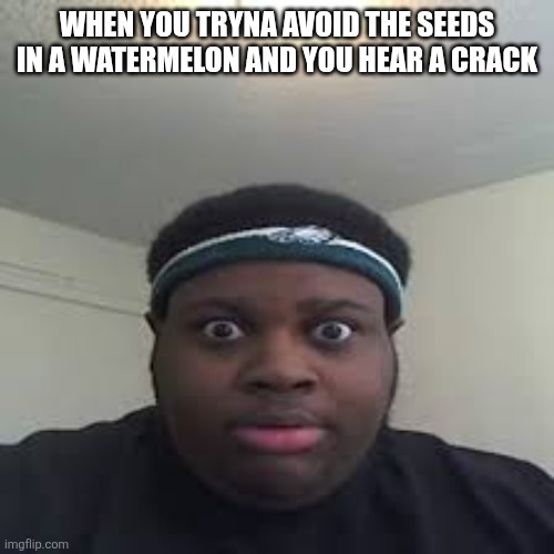 edp | WHEN YOU TRYNA AVOID THE SEEDS IN A WATERMELON AND YOU HEAR A CRACK | image tagged in edp | made w/ Imgflip meme maker