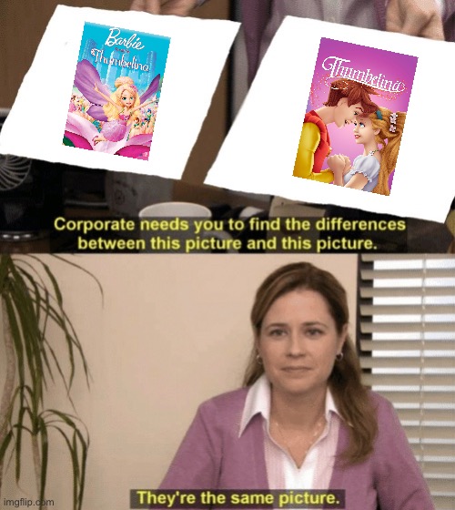 Find The Differences (Thumbelina) | image tagged in corporate needs you to find the differences,movie,90s,children,nostalgia,anime | made w/ Imgflip meme maker