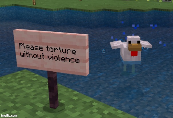 Poor chicken | image tagged in funny,chicken,minecraft,torture | made w/ Imgflip meme maker