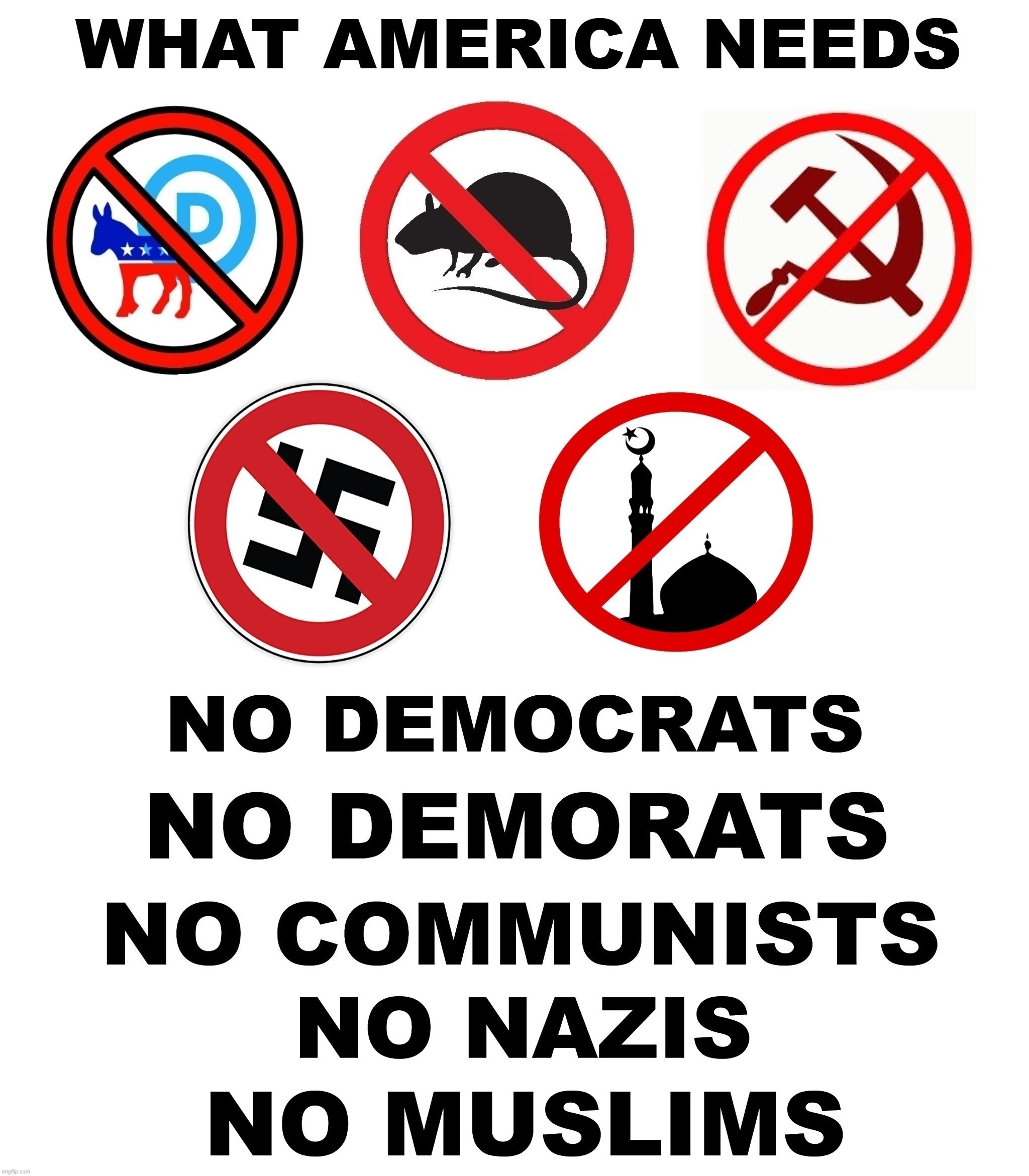 What America Needs | image tagged in democrats,demonrats,communists,nazis,radical islam,make america great again | made w/ Imgflip meme maker
