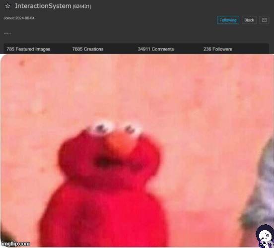 Now I'm getting worried | image tagged in sickened elmo,system frickin changed his bio,into dots | made w/ Imgflip meme maker