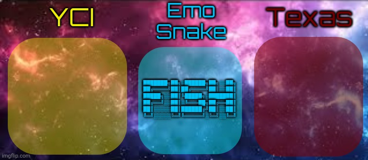 YCI EmoSnake Texas Shared temp | ███████╗██╗░██████╗██╗░░██╗
██╔════╝██║██╔════╝██║░░██║
█████╗░░██║╚█████╗░███████║
██╔══╝░░██║░╚═══██╗██╔══██║
██║░░░░░██║██████╔╝██║░░██║
╚═╝░░░░░╚═╝╚═════╝░╚═╝░░╚═╝ | image tagged in yci emosnake texas shared temp | made w/ Imgflip meme maker