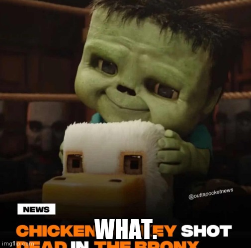 Chicken jockey shot dead in the bronx | WHAT. | image tagged in chicken jockey shot dead in the bronx | made w/ Imgflip meme maker