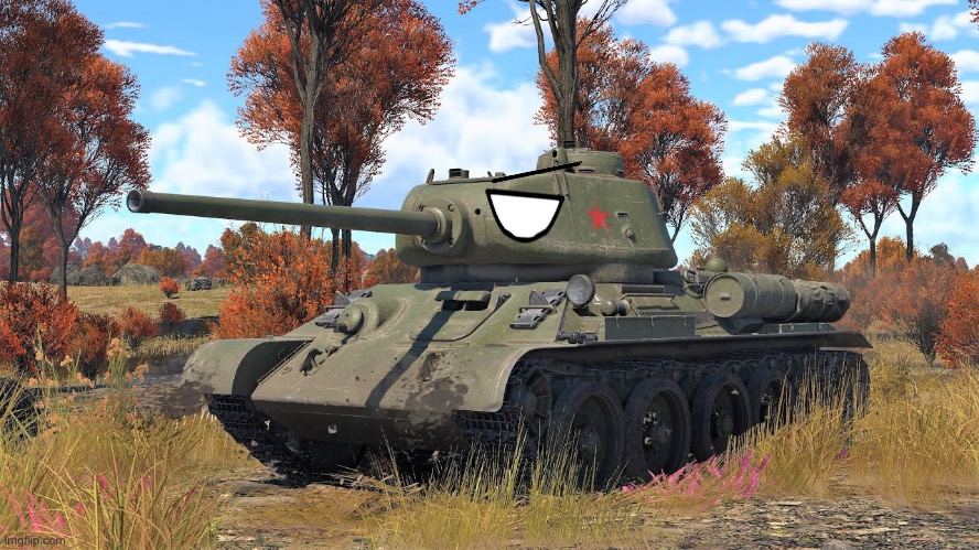 T-34-85 D-5T with Countryball eyes | image tagged in war thunder,countryballs | made w/ Imgflip meme maker