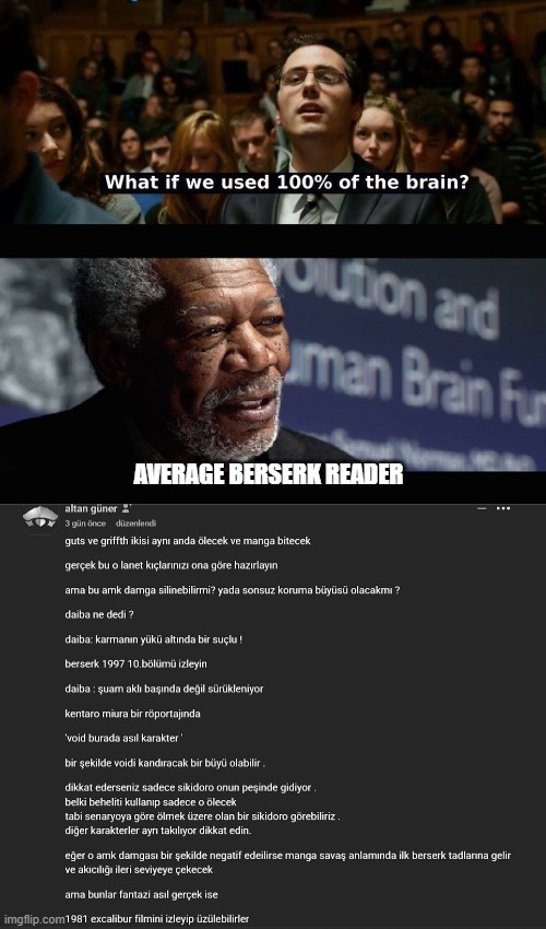 BERSERK | AVERAGE BERSERK READER | image tagged in what if we used 100 of the brain,berserk 31 | made w/ Imgflip meme maker