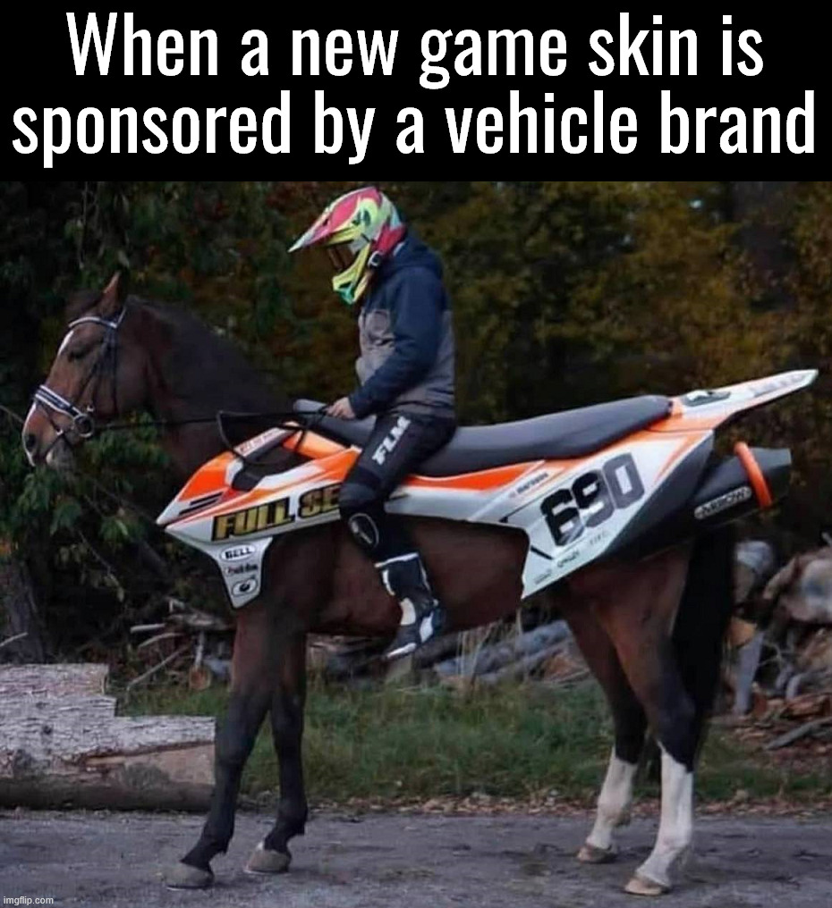 Nice branding man | When a new game skin is sponsored by a vehicle brand | image tagged in gaming | made w/ Imgflip meme maker