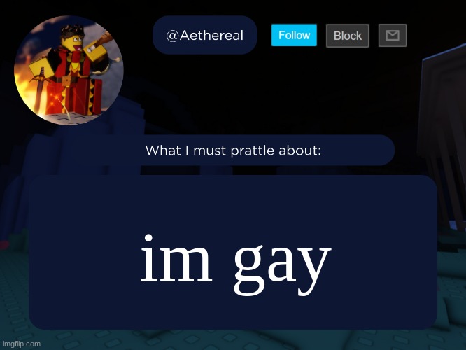 aethereal's forsaken template | im gay | image tagged in aethereal's forsaken template | made w/ Imgflip meme maker
