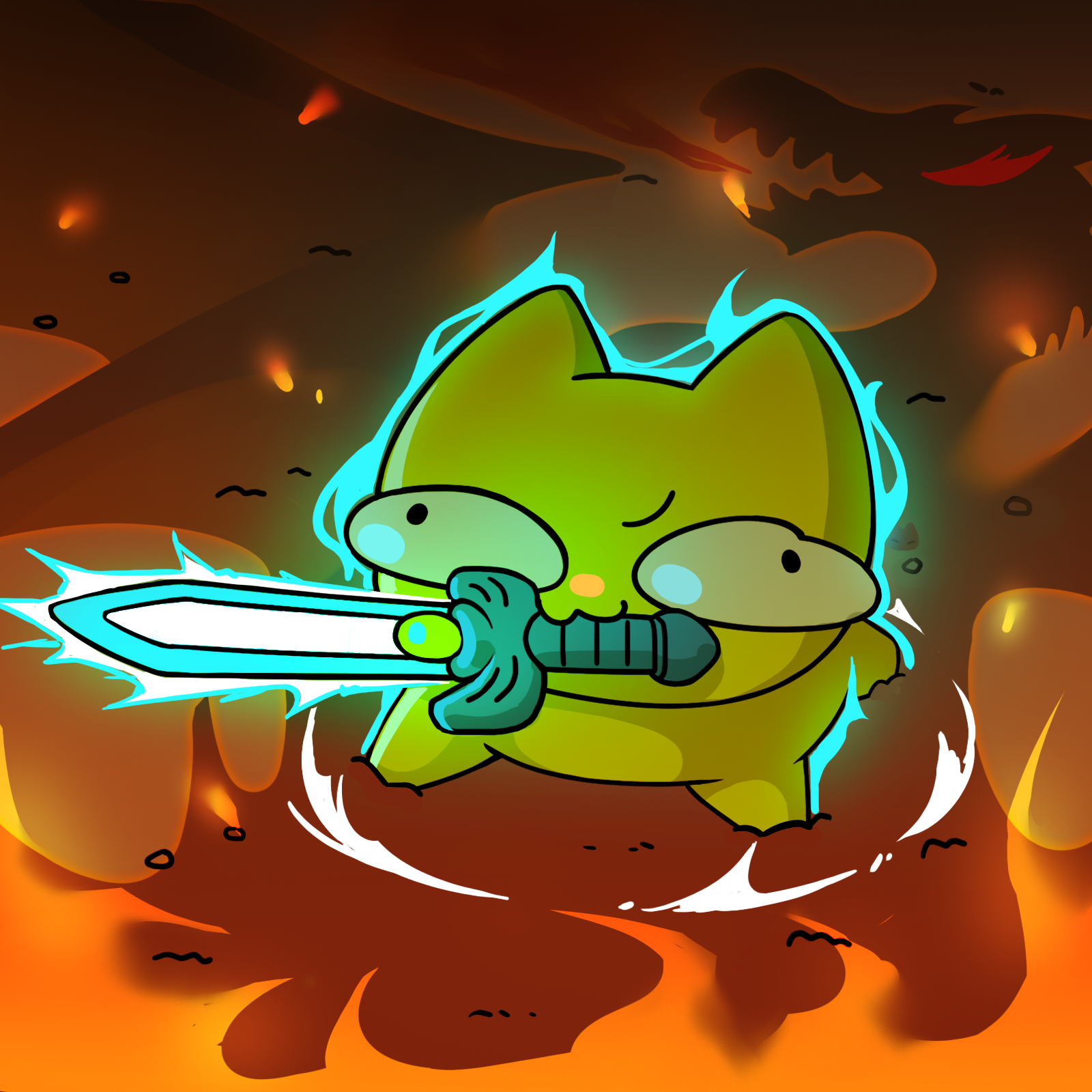 Stoopid Cat wif Sword Blank Meme Template