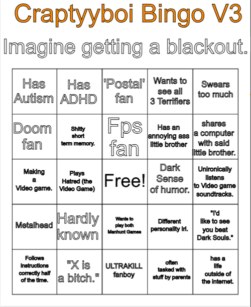 High Quality Craptyyboi bingo v3 Blank Meme Template