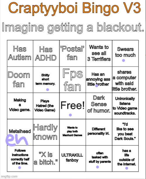 Craptyyboi bingo v3 | image tagged in craptyyboi bingo v3 | made w/ Imgflip meme maker