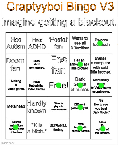 conclusion: og maker is a gamer | image tagged in craptyyboi bingo v3 | made w/ Imgflip meme maker