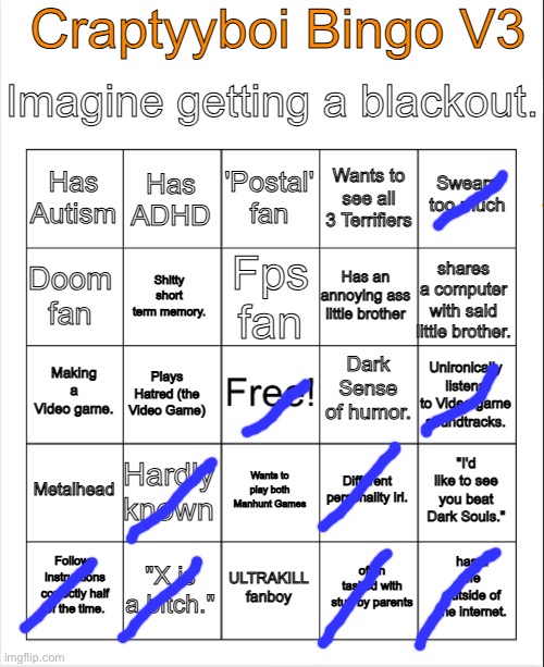 Craptyyboi bingo v3 | image tagged in craptyyboi bingo v3 | made w/ Imgflip meme maker