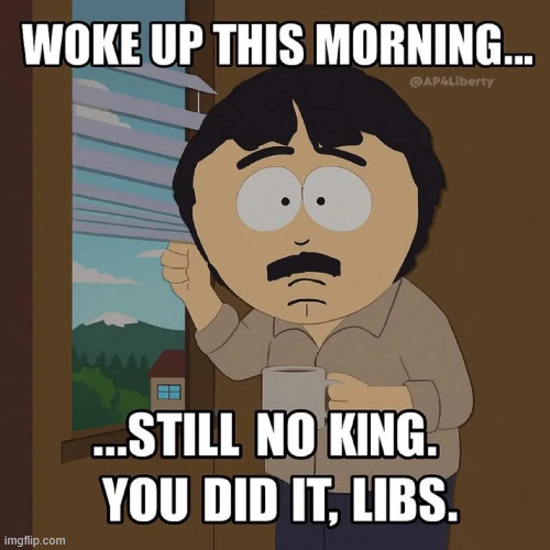 Still No Kings | image tagged in triggered libs,patting themselves | made w/ Imgflip meme maker