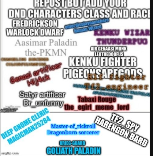 Master-of_rickroll 
Dragonborn sorcerer | image tagged in dnd | made w/ Imgflip meme maker