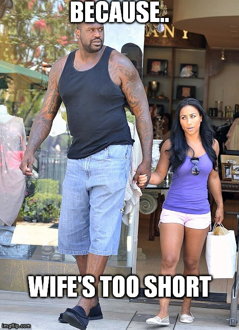 Life's too short | BECAUSE.. WIFE'S TOO SHORT | image tagged in funny | made w/ Imgflip meme maker