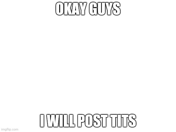 Pls no ban | OKAY GUYS; I WILL POST TITS | image tagged in pls no ban | made w/ Imgflip meme maker