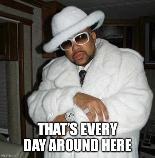pimp c | THAT’S EVERY DAY AROUND HERE | image tagged in pimp c | made w/ Imgflip meme maker