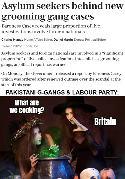 So cooked. "Nice" of them to keep ethnicities out of the headline though. And victims are all white girls | image tagged in crime,immigration,uk,great britain,sarcasm | made w/ Imgflip meme maker